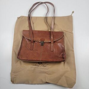 Patricia‎ Nash Brown Leather Stud Shoulder Messenger Laptop Bag Tote Purse